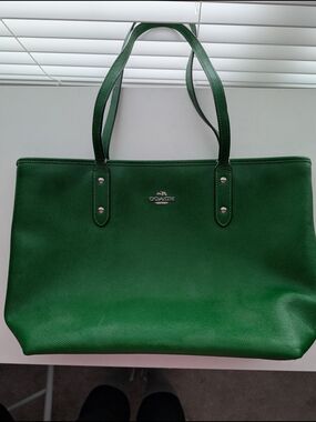 Coach Green Leather Tote Bag
